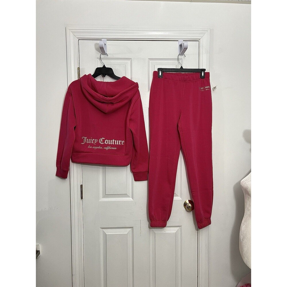 Juicy Couture Vixen Pink Logo Hoodie and Sweatpants Set Tracksuit  Size S